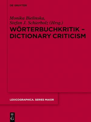 cover image of Wörterbuchkritik--Dictionary Criticism